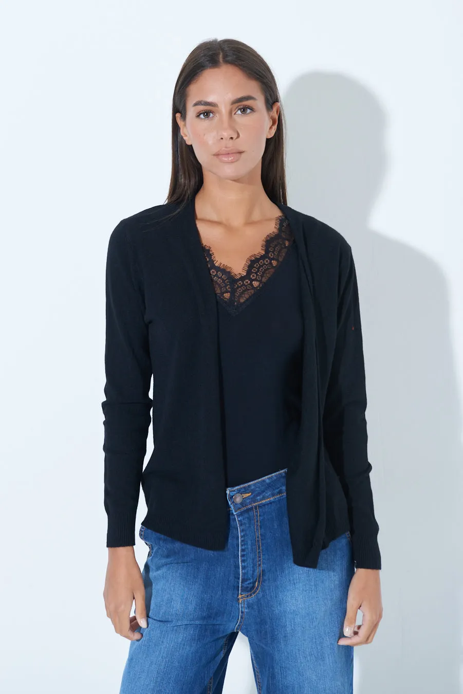 Classic open-front cardigan wholesale