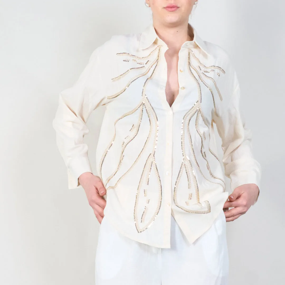 Embellished button-down shirt with elegant details wholesale