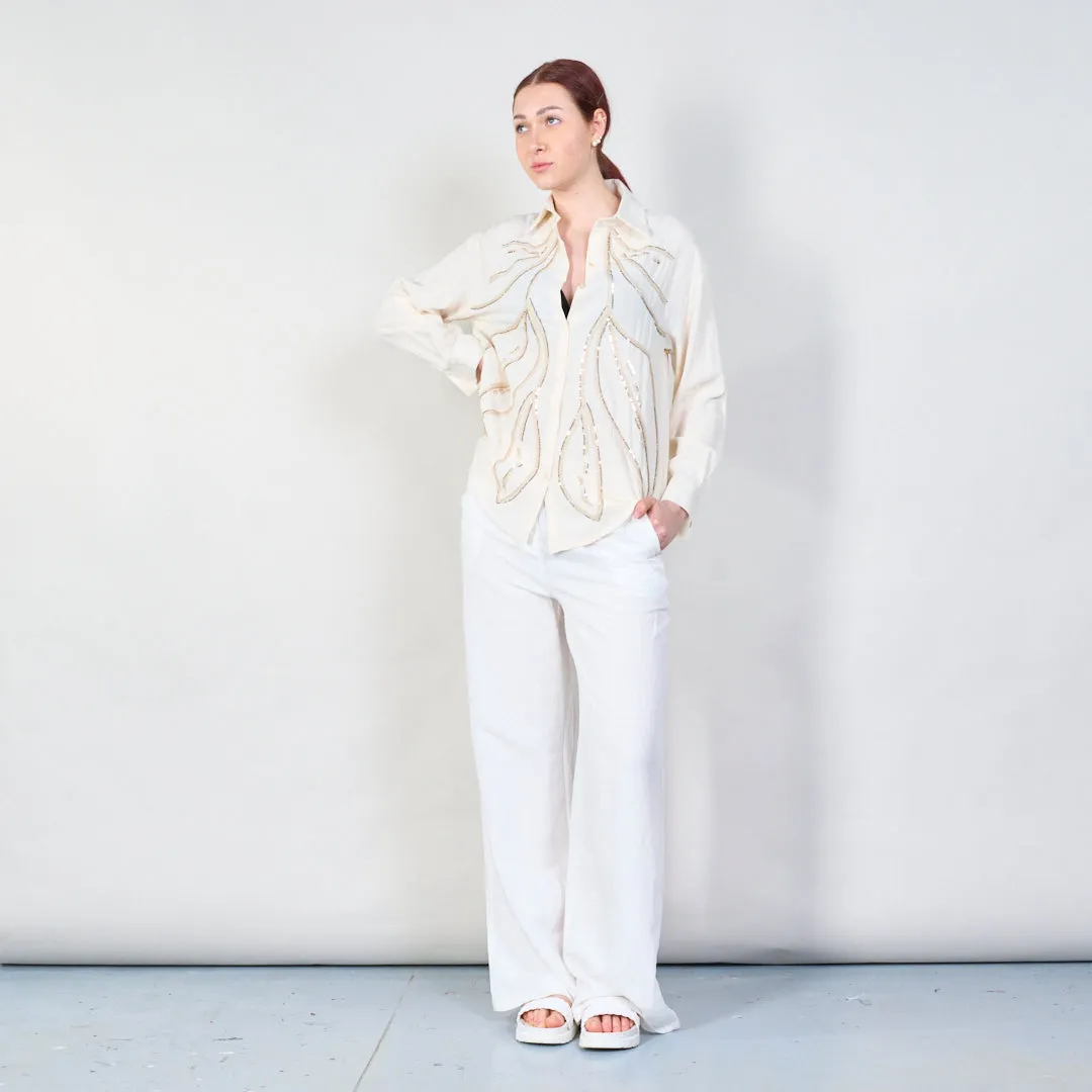 Embellished button-down shirt with elegant details wholesale
