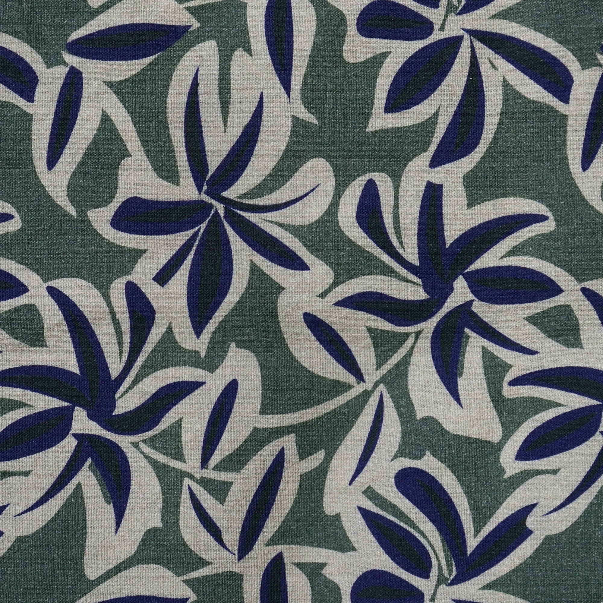 Malibu Navy Green Flowers Button Up