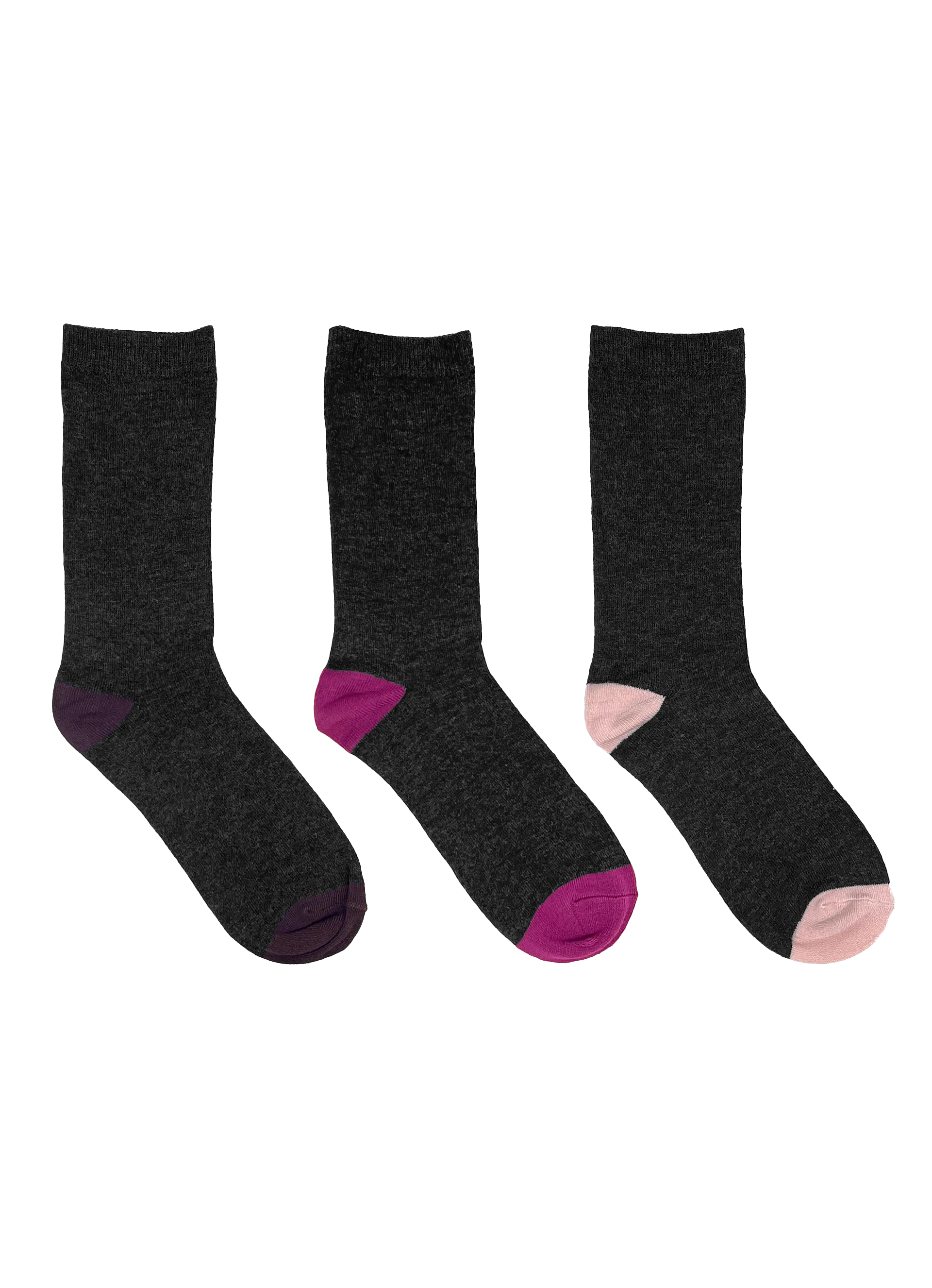 SECRET® Comfort Bamboo Contrast Heel/Toe Crew - 3 Pairs
