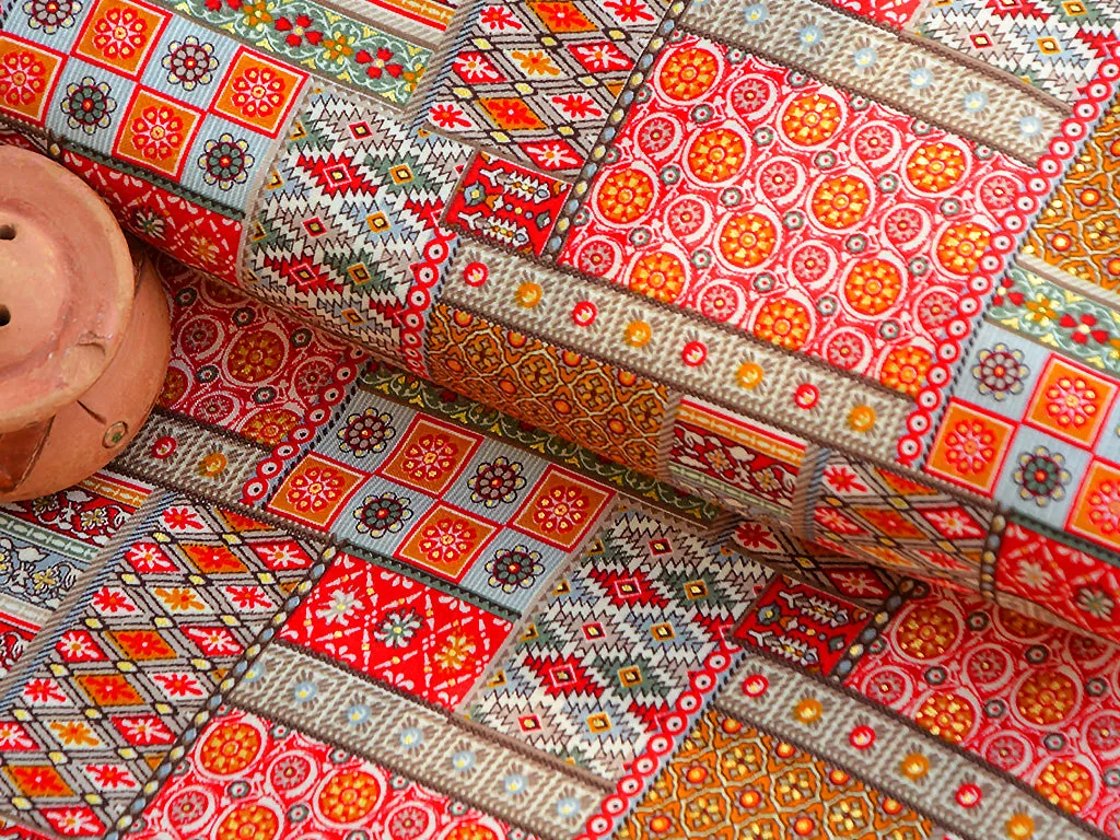 Wood Red Traditional Digital Print Cotton Rayon Fabric