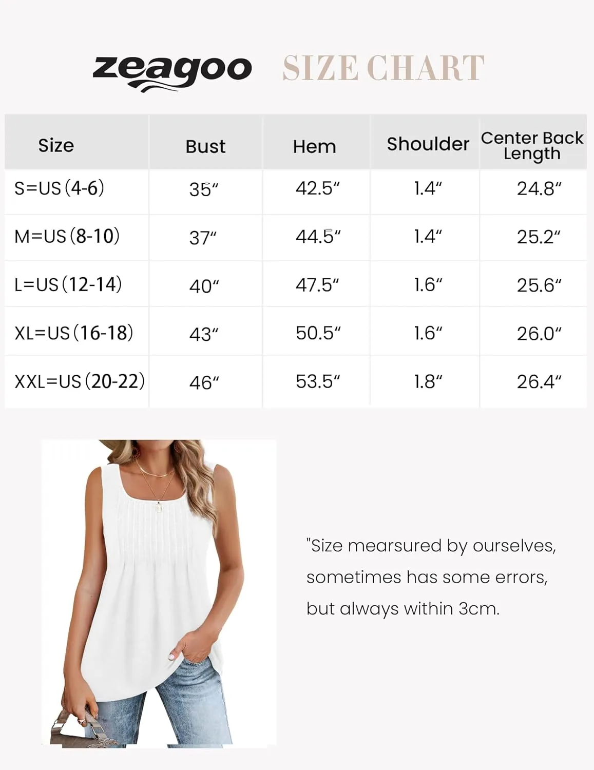 Zeagoo Women's Summer Sleeveless Tank Tops Pleated Square Neck Loose Fit Casual Flowy Tunic Tank Tops 2024